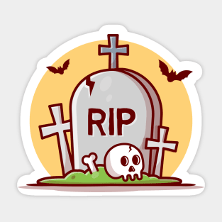 Halloween Tombstone Cartoon Vector Icon Illustration Sticker